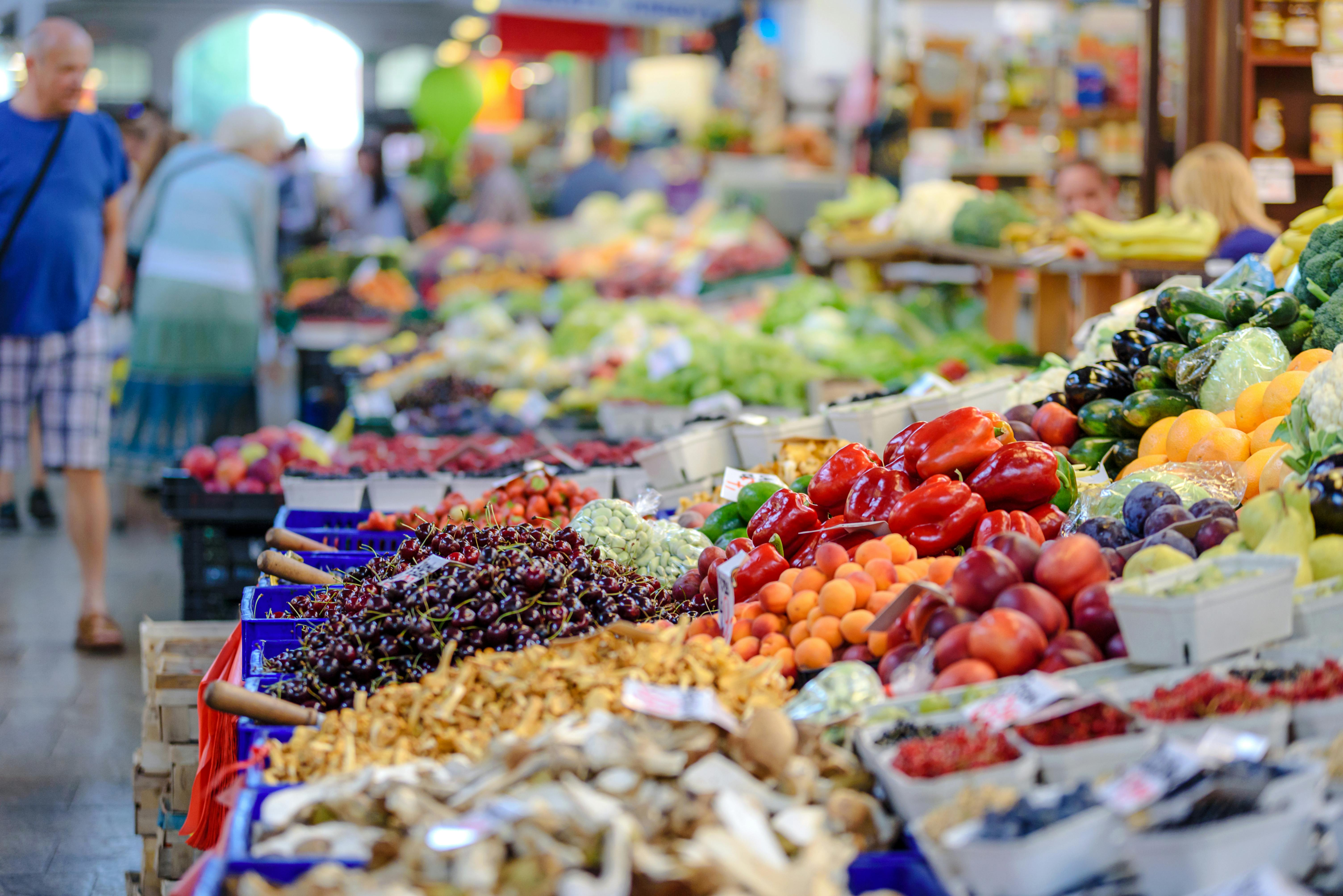 Produce in a grocery store.