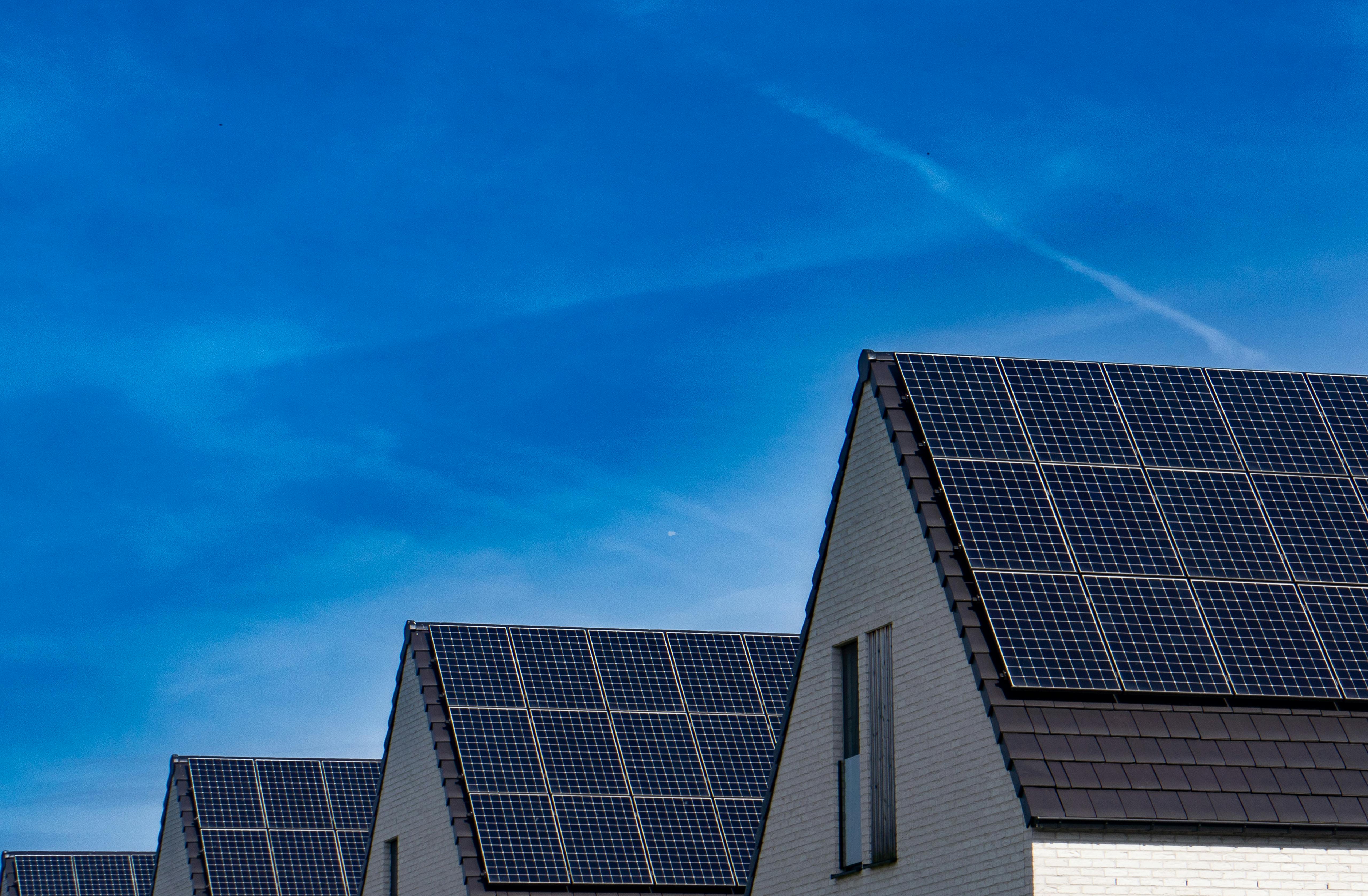 Houses with solar panels.