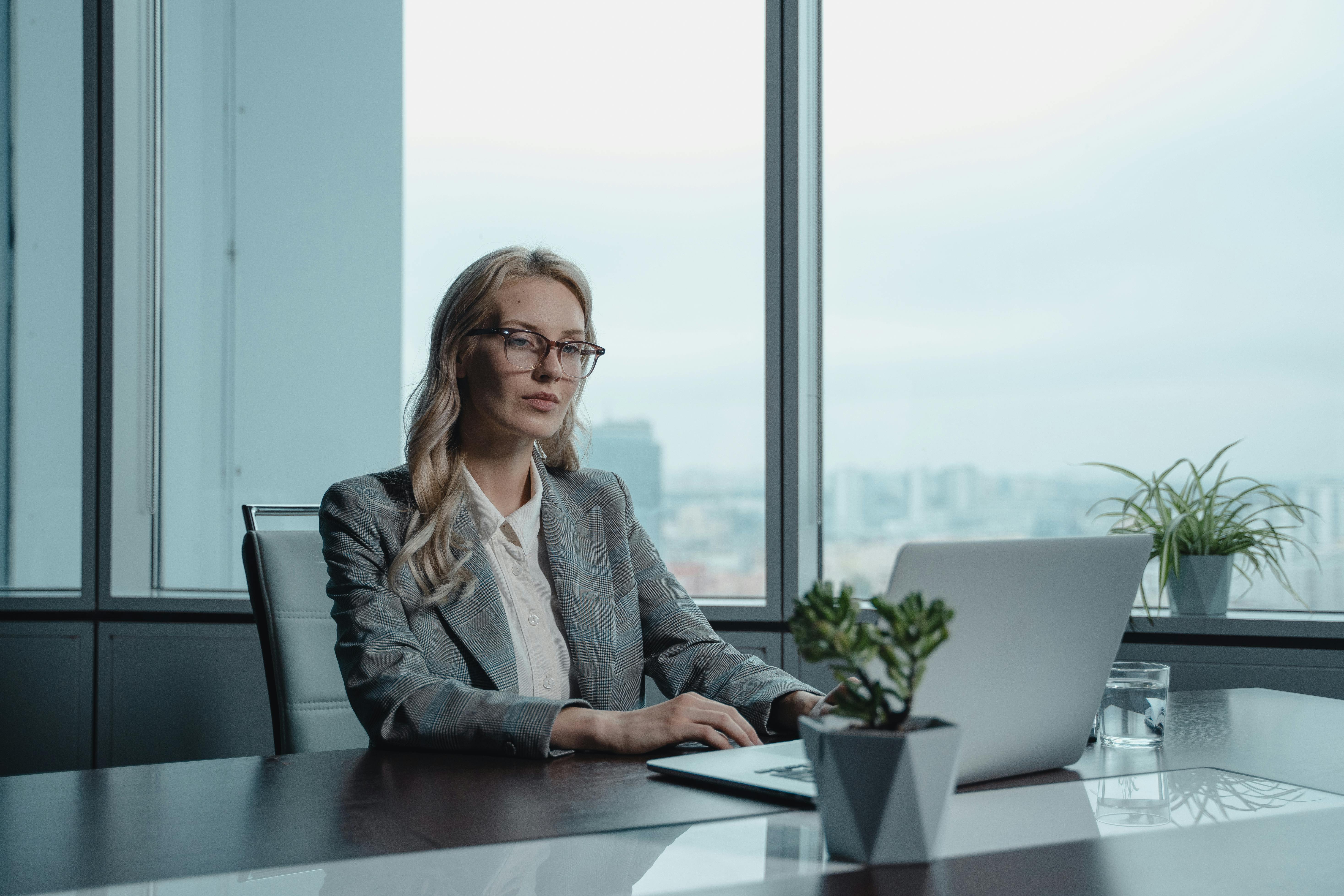 Woman working in an office.
